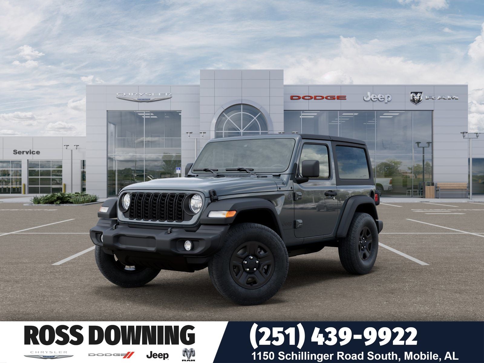 2026 Jeep Wrangler Sport in Anvil Clear-Coat Exterior Paint — front three-quarter view