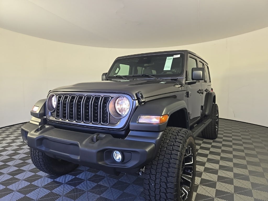 2026 Jeep Wrangler Sport S in Granite Crystal Metallic Clear-Coat Exterior Paint — front three-quarter view