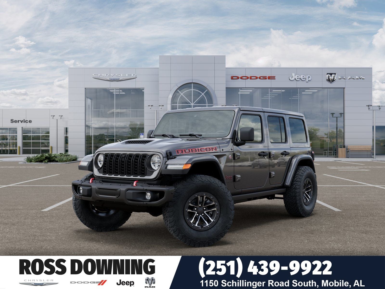2026 Jeep Wrangler Rubicon X in Granite Crystal Metallic Clear-Coat Exterior Paint — front three-quarter view