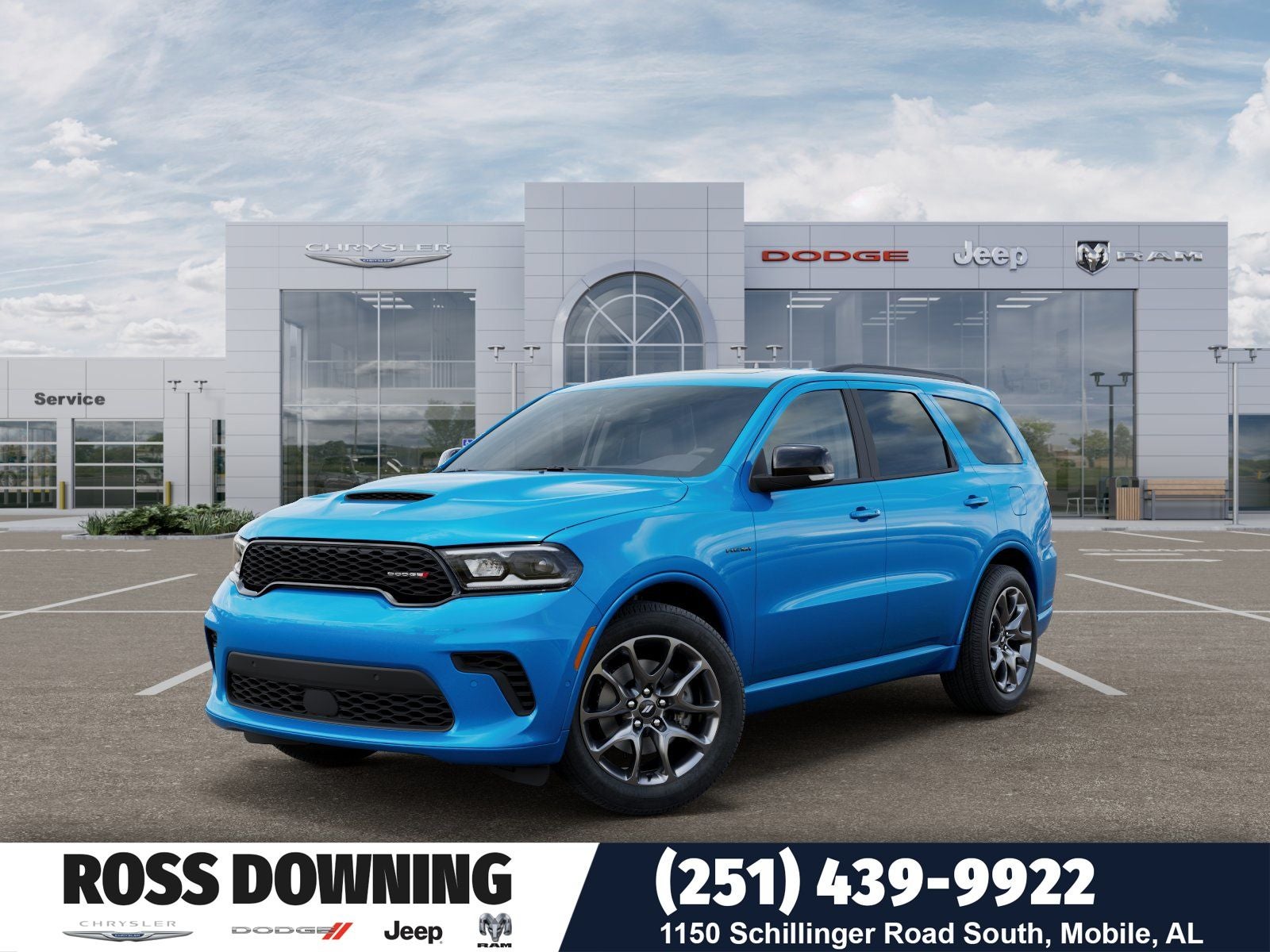 2026 Dodge Durango GT Plus HEMI V8 in B5 Blue Exterior Paint — front three-quarter view