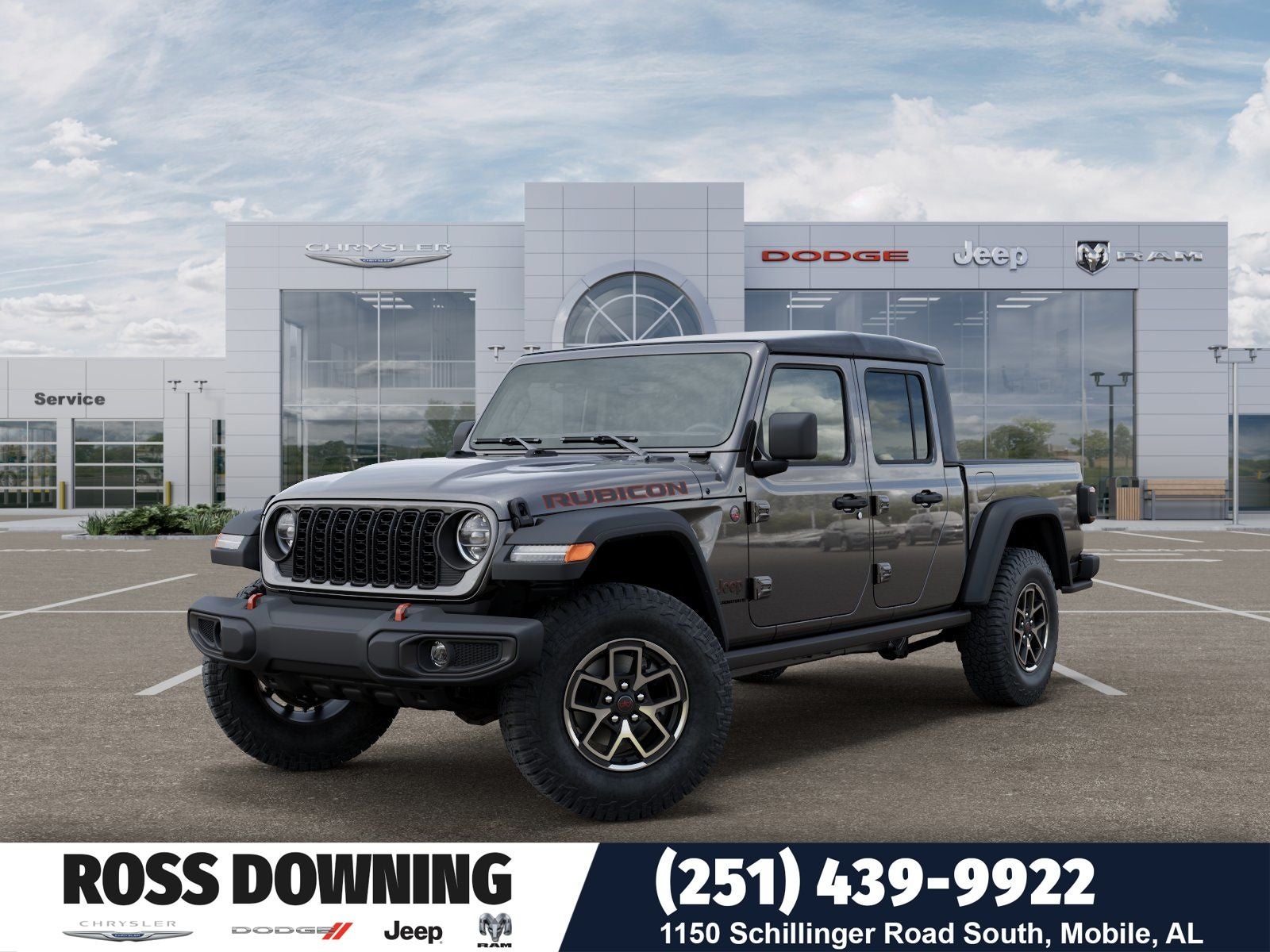 2026 Jeep Gladiator Rubicon in Granite Crystal Metallic Clear-Coat Exterior Paint — front three-quarter view