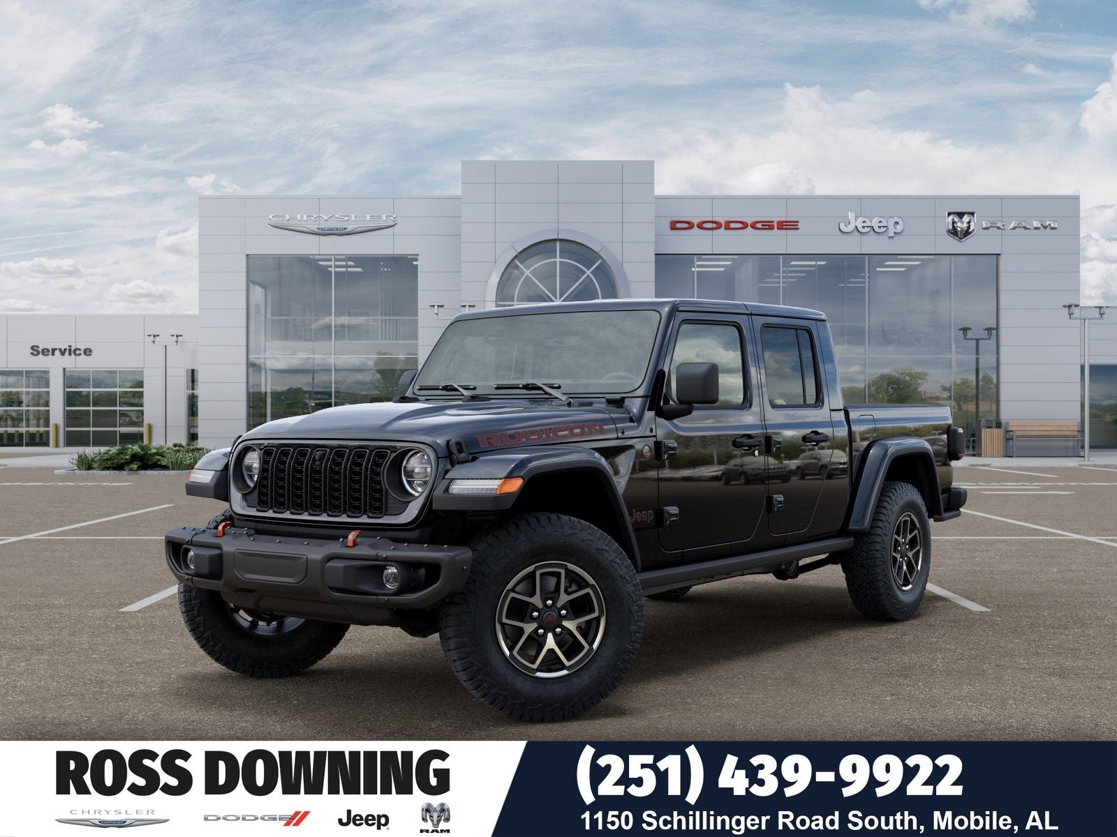 2026 Jeep Gladiator Rubicon X in Black Clear-Coat Exterior Paint — front three-quarter view