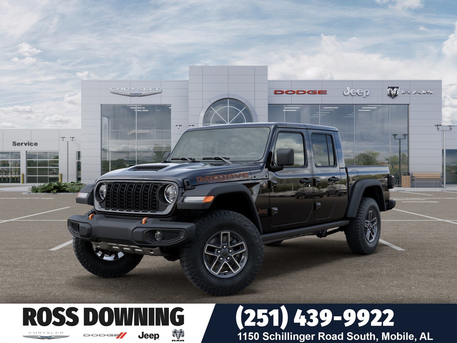 2026 Jeep Gladiator Mojave in Black Clear-Coat Exterior Paint — front three-quarter view