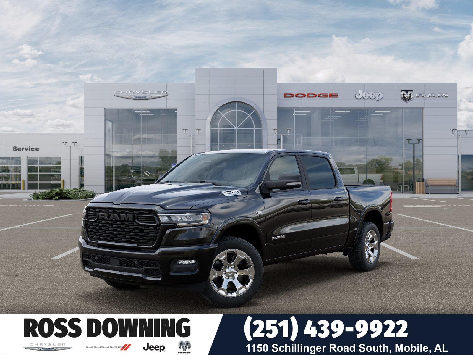 2026 RAM 1500 Big Horn/Lone Star in Diamond Black Crystal Pearl-Coat Exterior Paint — front three-quarter view