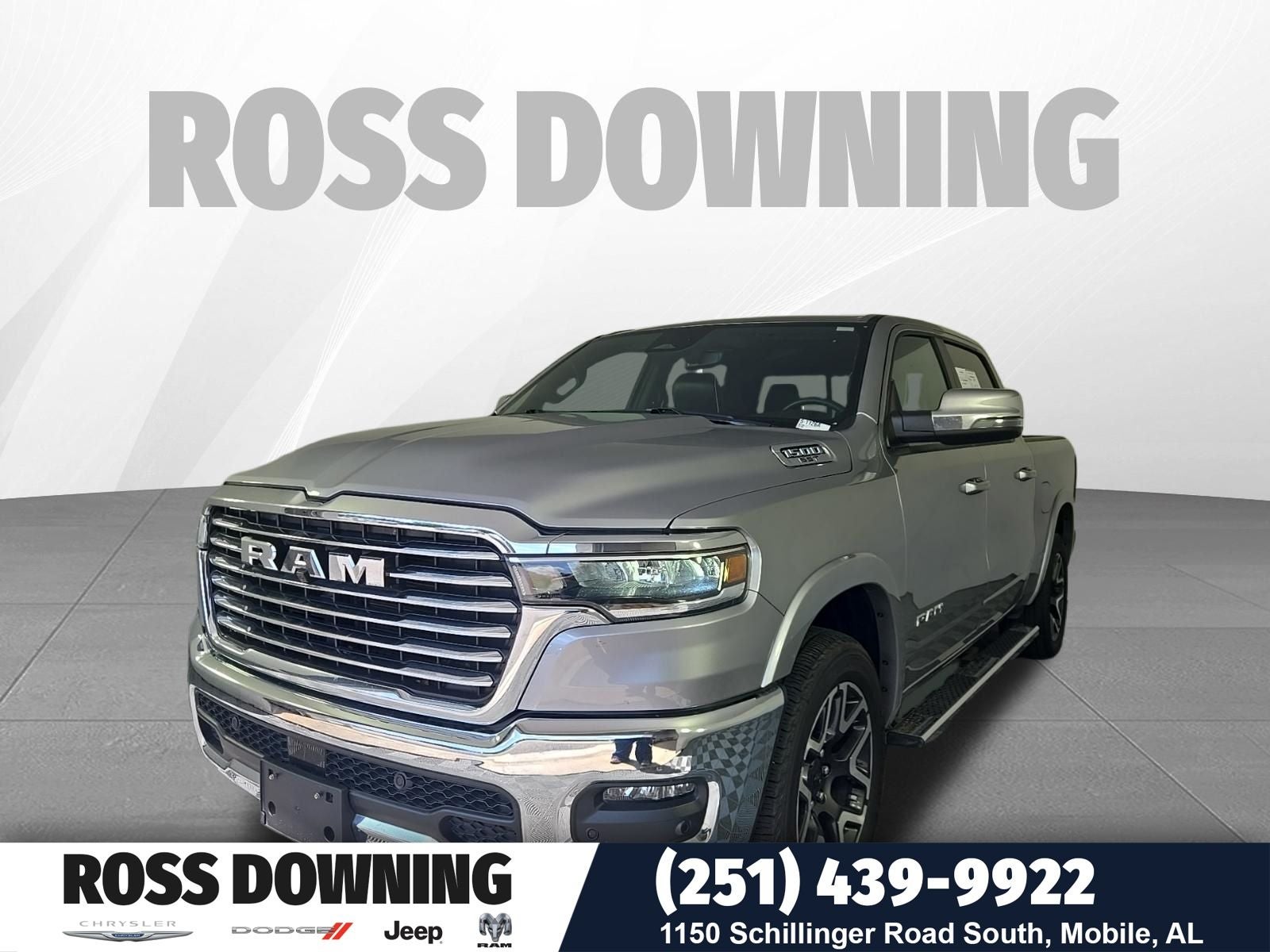 2025 RAM 1500 Laramie in Billet Silver — front three-quarter view