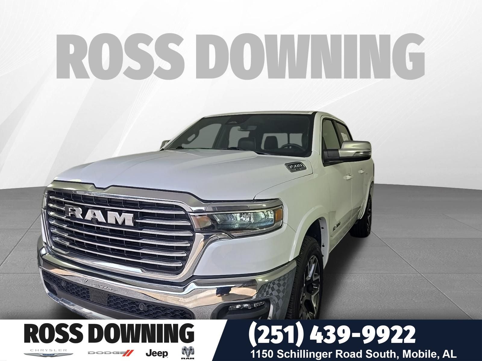 2025 RAM 1500 Laramie in Bright White — front three-quarter view