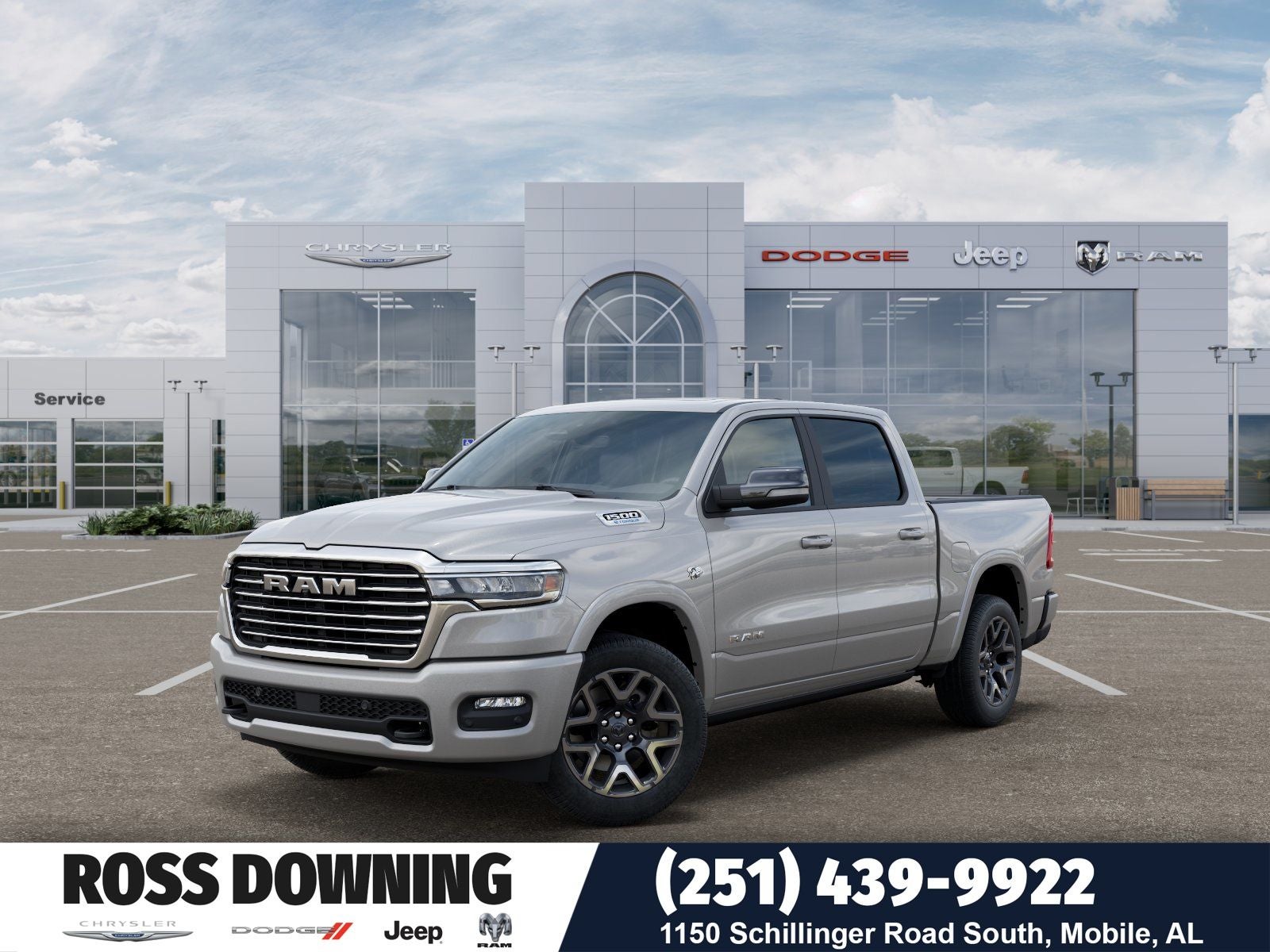 2026 RAM 1500 Laramie in Silver Zynith Exterior Paint — front three-quarter view