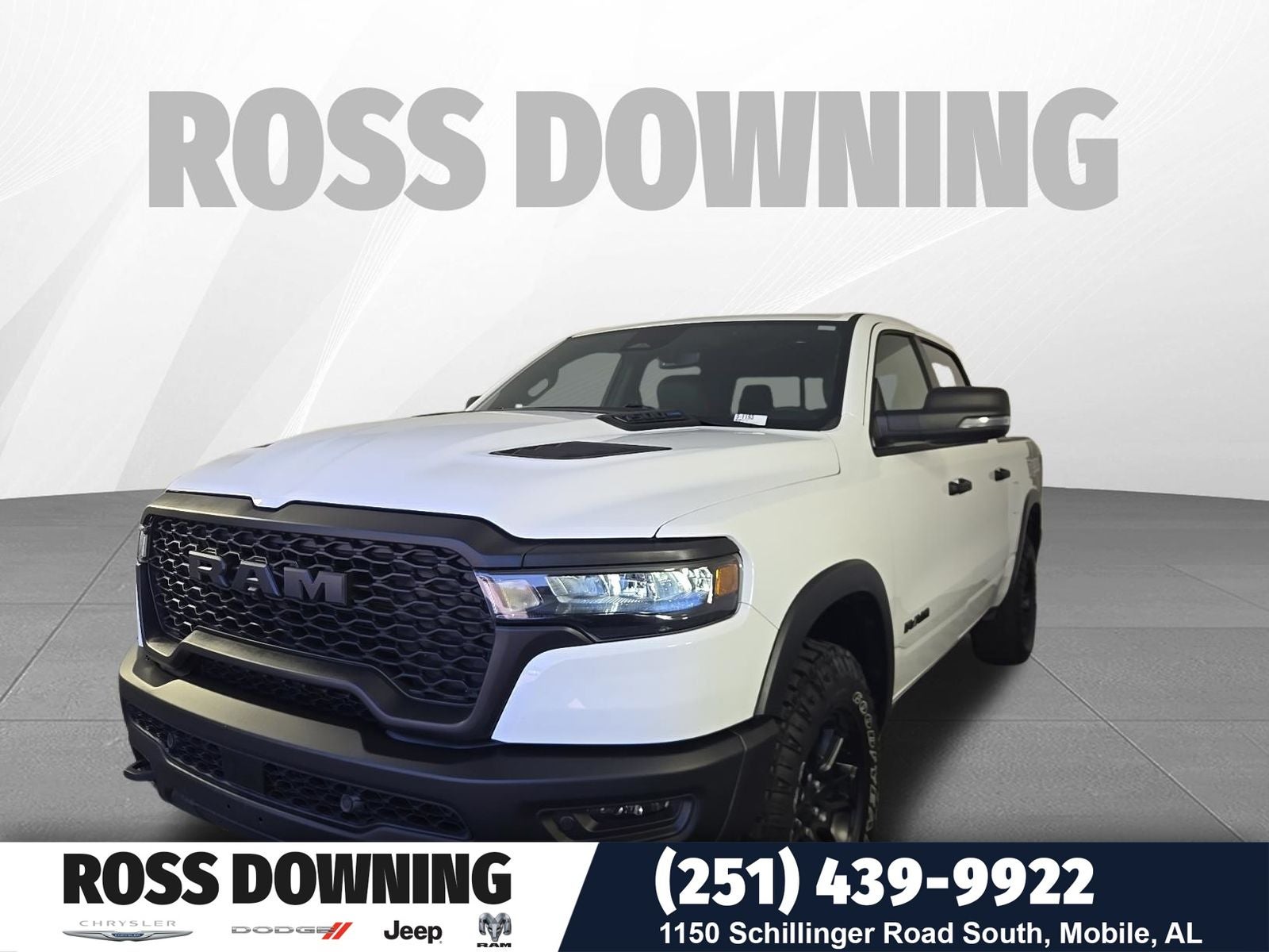 2026 RAM 1500 Rebel in Bright White Clearcoat — front three-quarter view