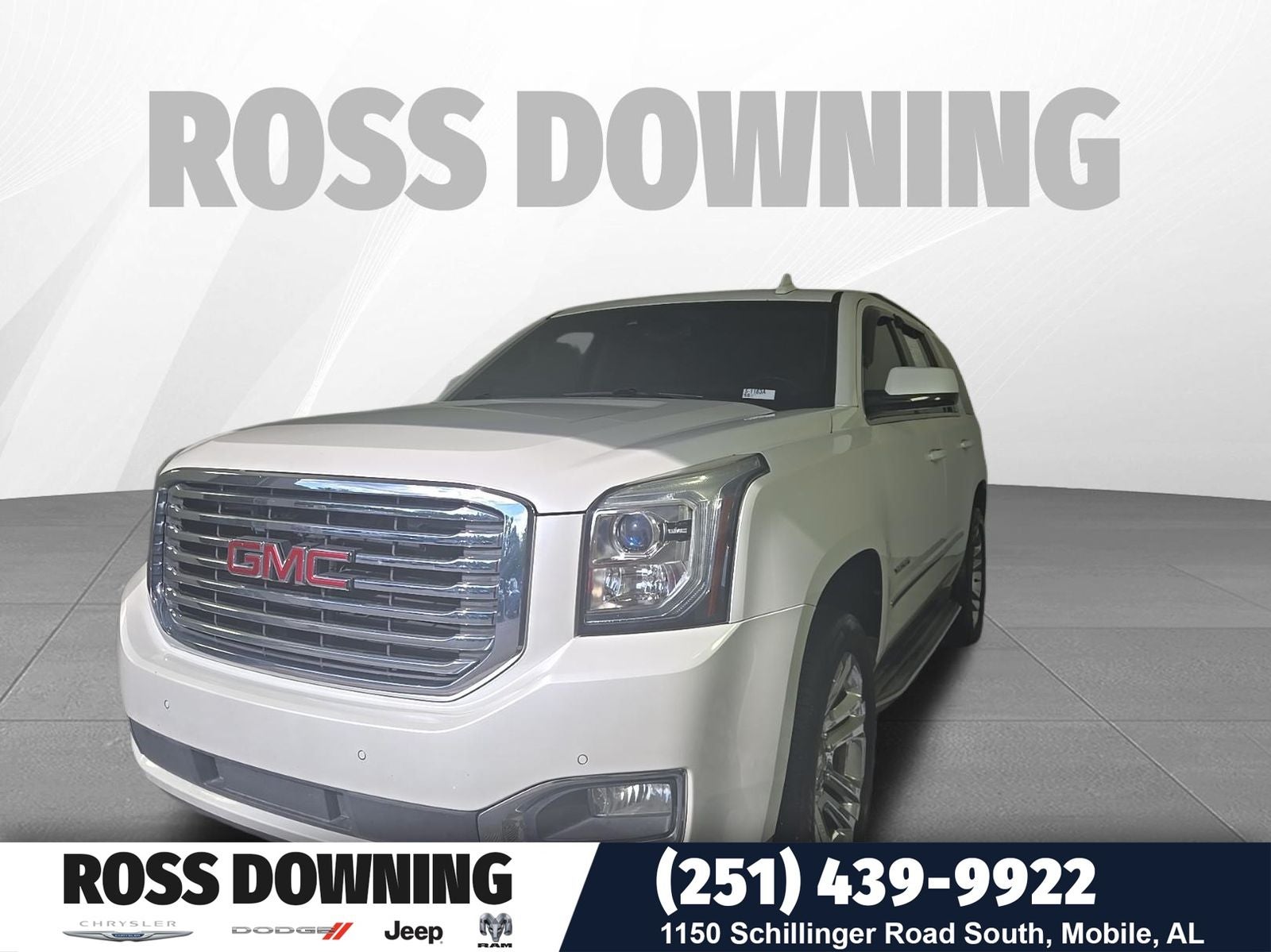2017 GMC Yukon SLT in White Frost Tricoat — front three-quarter view