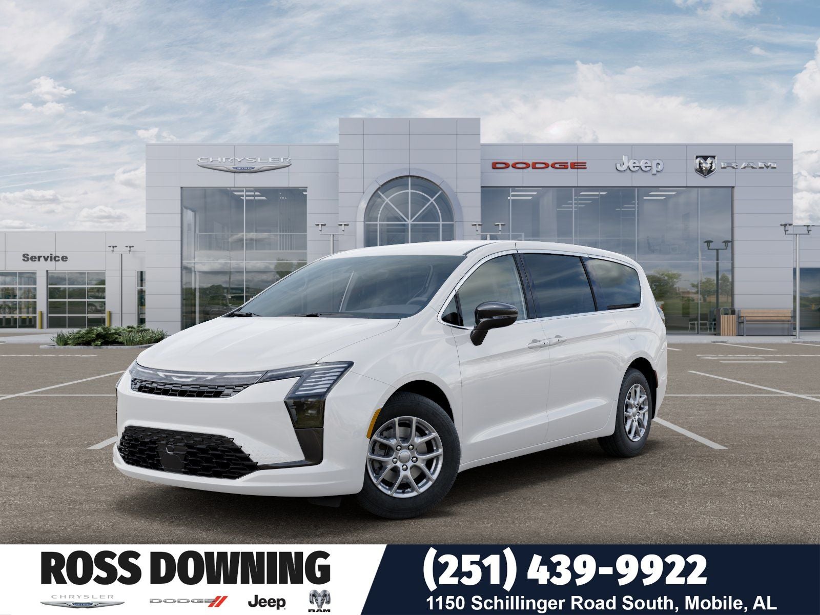 2027 Chrysler Pacifica Select in Bright White Clear-Coat Exterior Paint — front three-quarter view