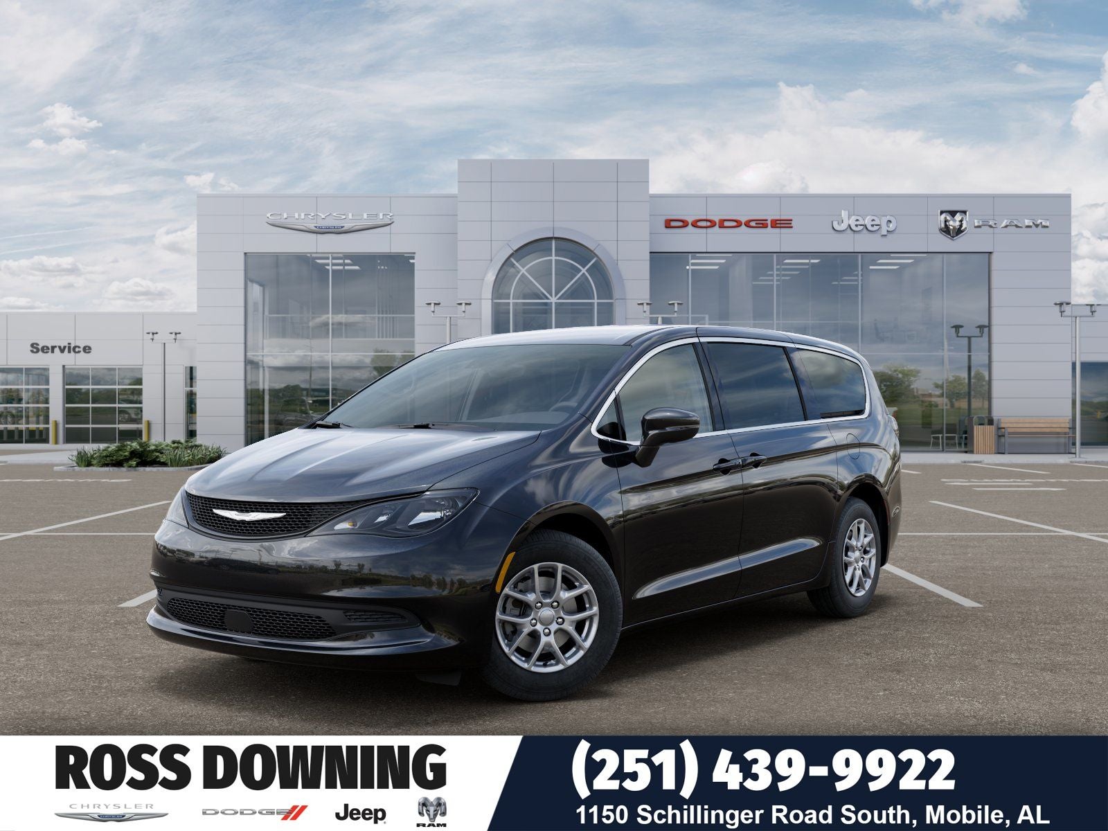 2027 Chrysler Pacifica LX in Diamond Black Crystal Pearl-Coat Exterior Paint — front three-quarter view