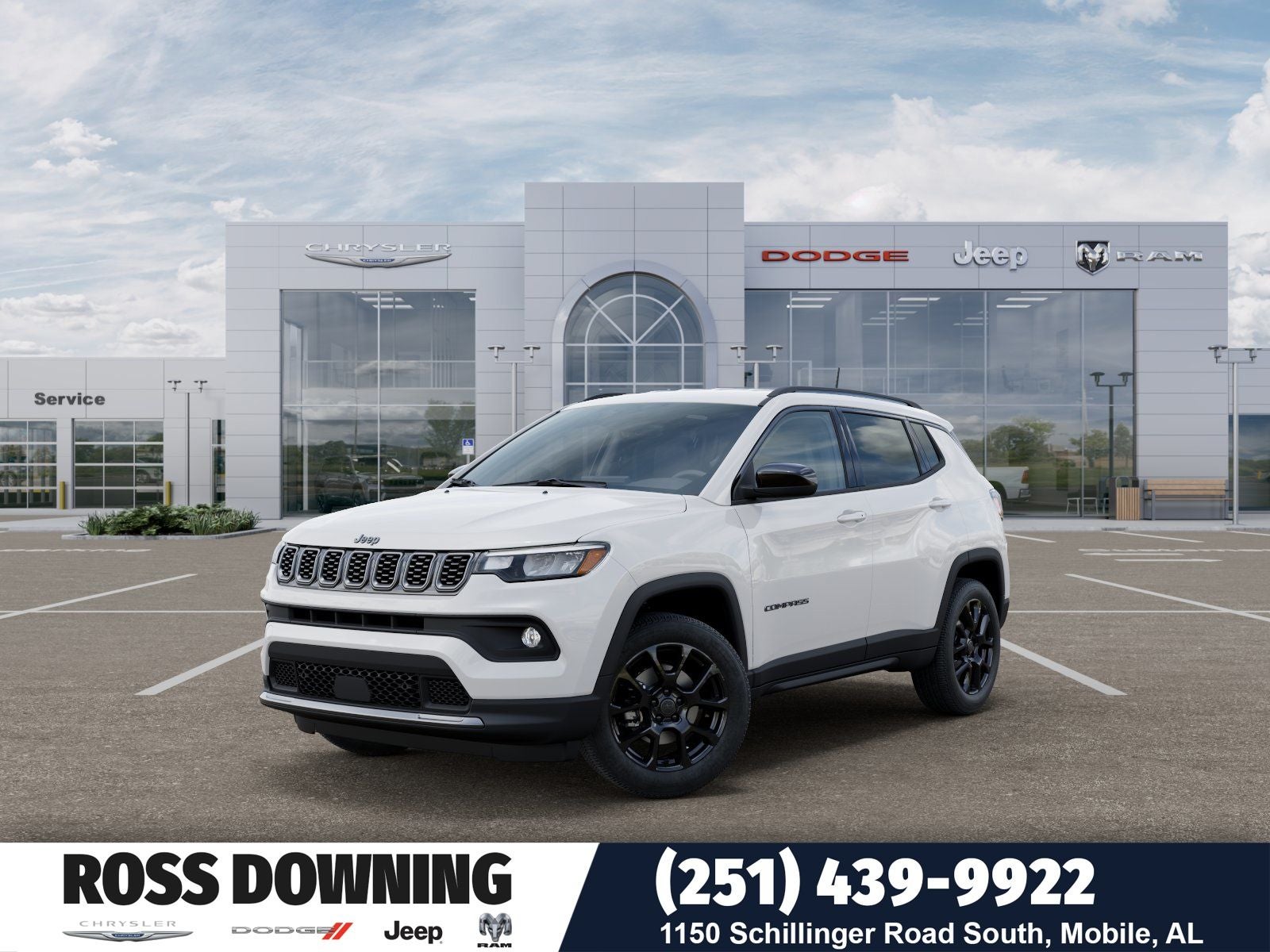 2026 Jeep Compass Latitude in Bright White Clear-Coat Exterior Paint — front three-quarter view