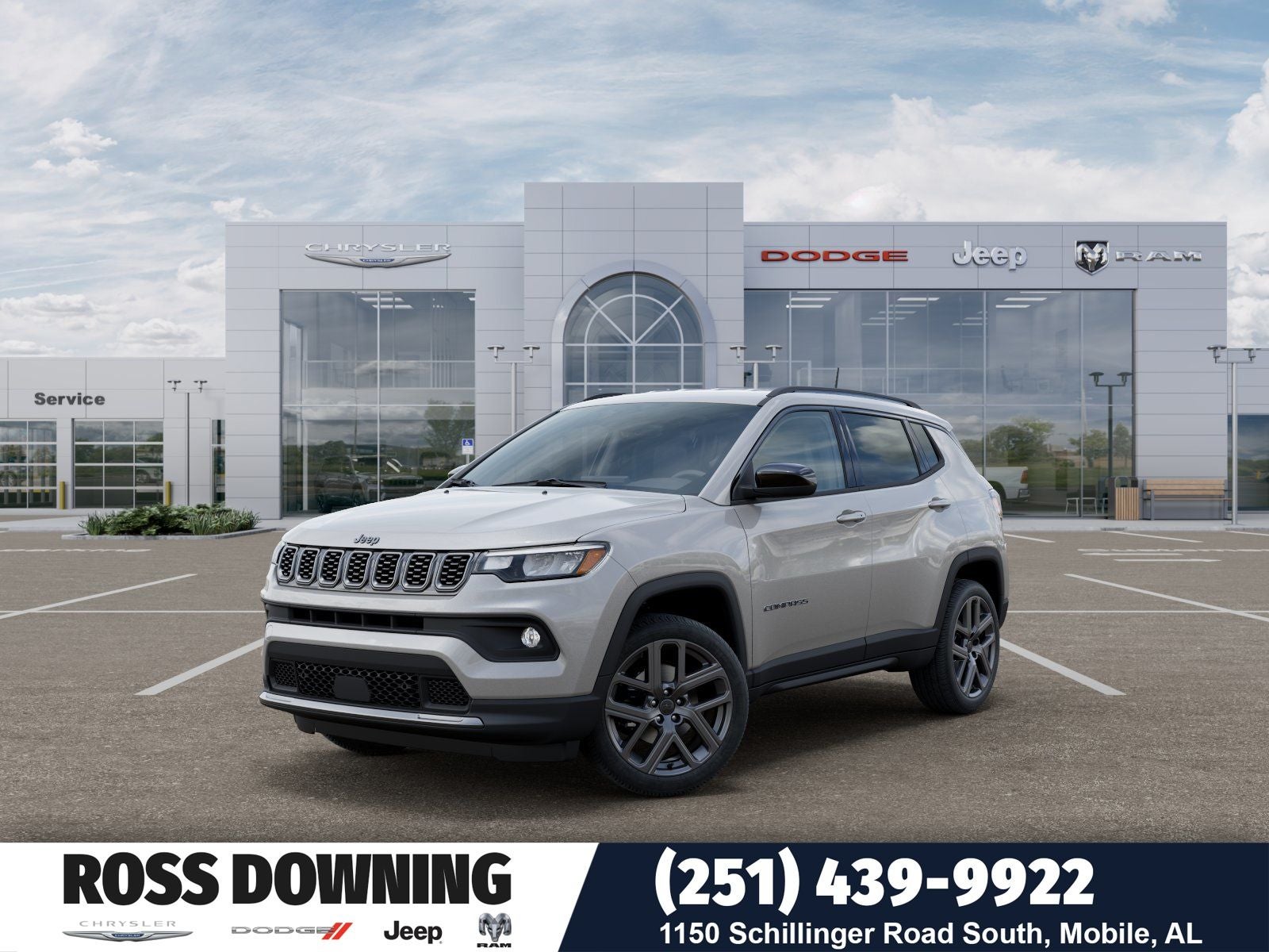 2026 Jeep Compass Latitude in Silver Zynith Metallic Clear-Coat Exterior Paint — front three-quarter view