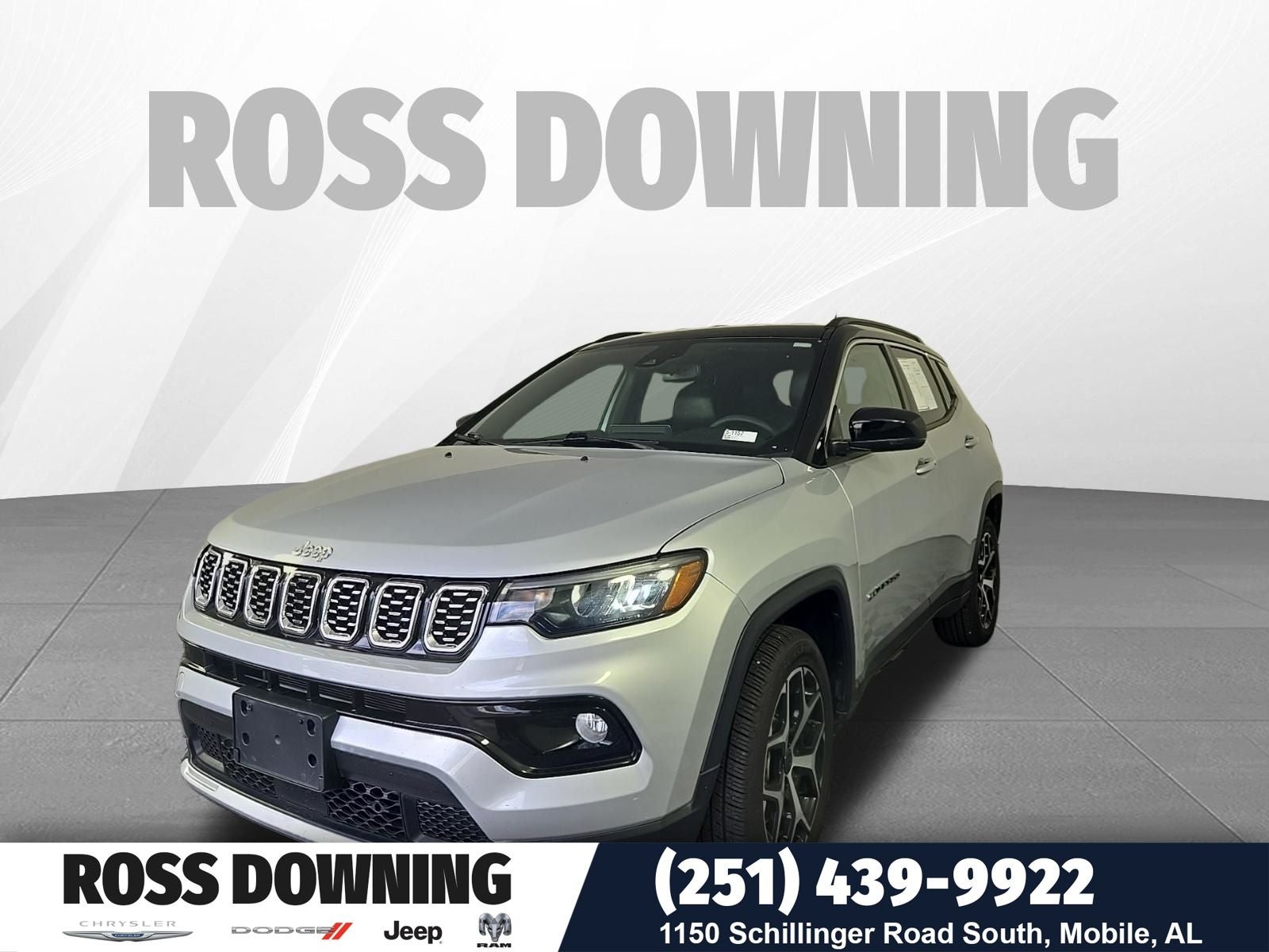 2025 Jeep Compass Limited in Silver Zynith — front three-quarter view