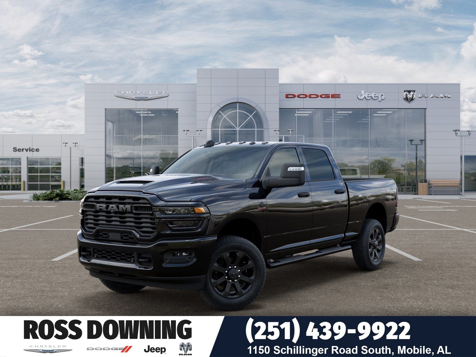 2026 RAM 2500 Base in Diamond Black Crystal Pearl-Coat Exterior Paint — front three-quarter view