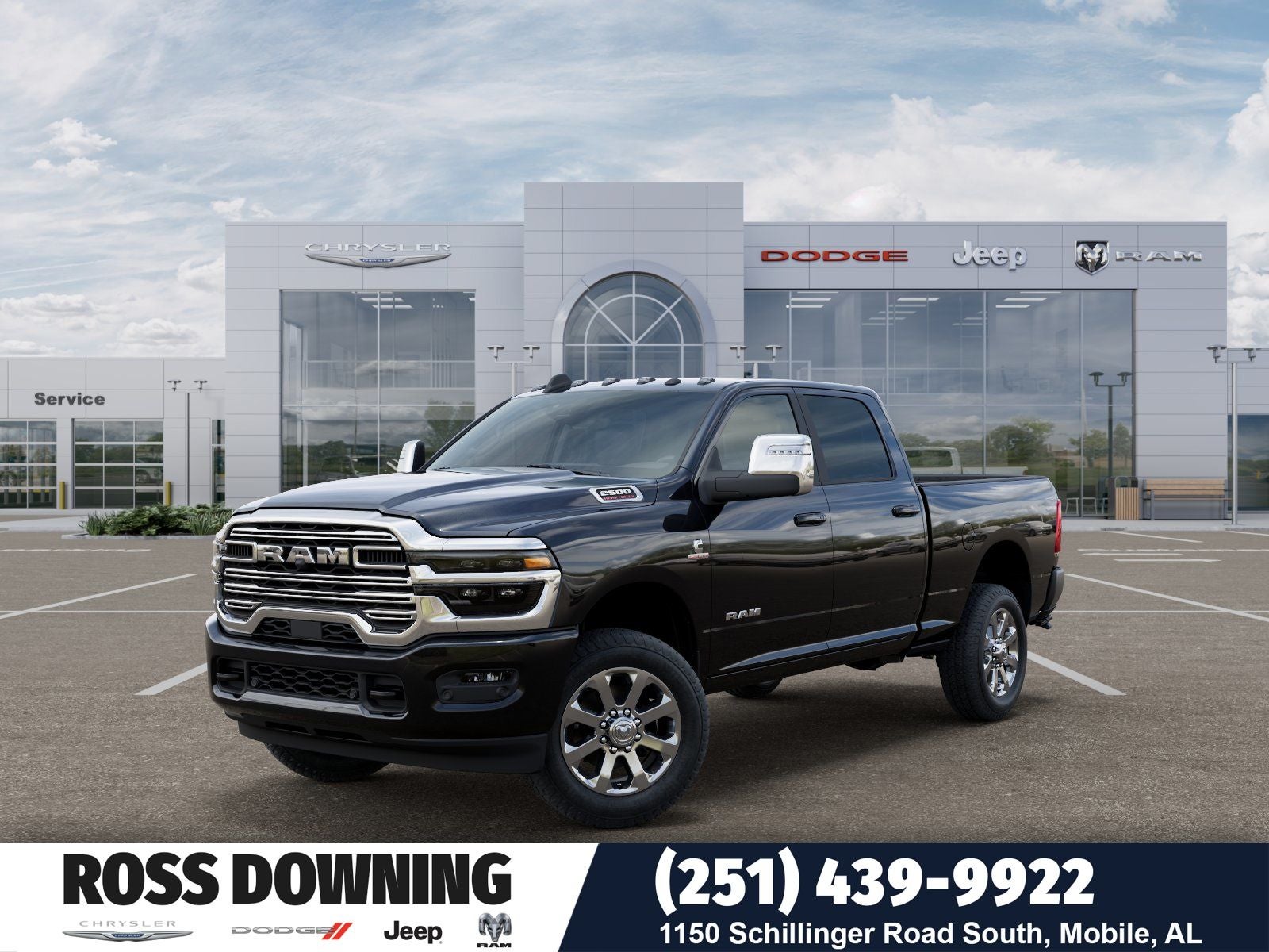 2026 RAM 2500 Laramie in Diamond Black Crystal Pearl-Coat Exterior Paint — front three-quarter view
