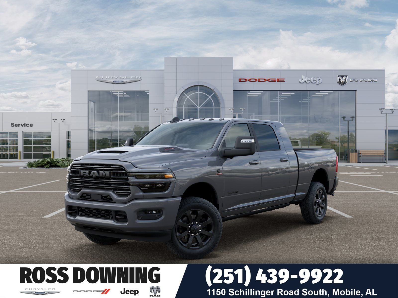 2026 RAM 2500 Laramie in Ceramic Gray Clear-Coat Exterior Paint — front three-quarter view