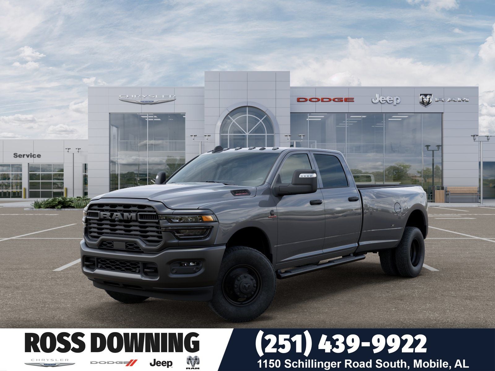 2026 RAM 3500 Tradesman in Ceramic Gray Clear-Coat Exterior Paint — front three-quarter view