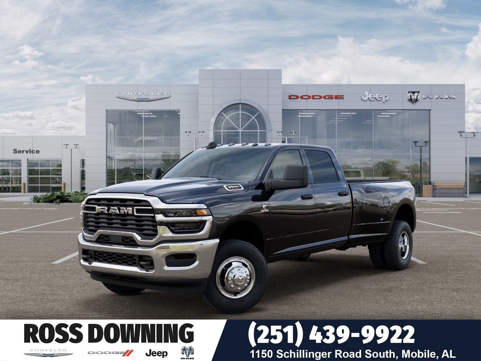 2026 RAM 3500 Tradesman in Diamond Black Crystal Pearl-Coat Exterior Paint — front three-quarter view