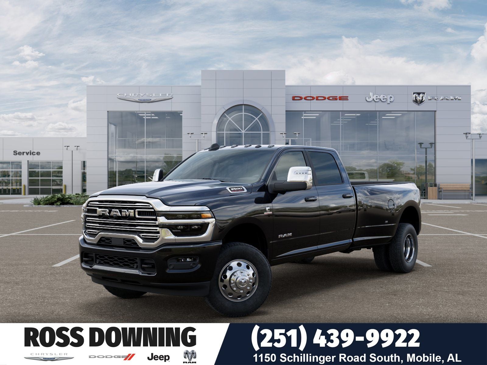 2026 RAM 3500 Laramie in Diamond Black Crystal Pearl-Coat Exterior Paint — front three-quarter view