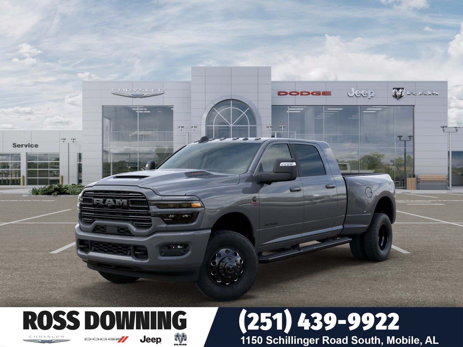 2026 RAM 3500 Laramie in Ceramic Gray Clear-Coat Exterior Paint — front three-quarter view