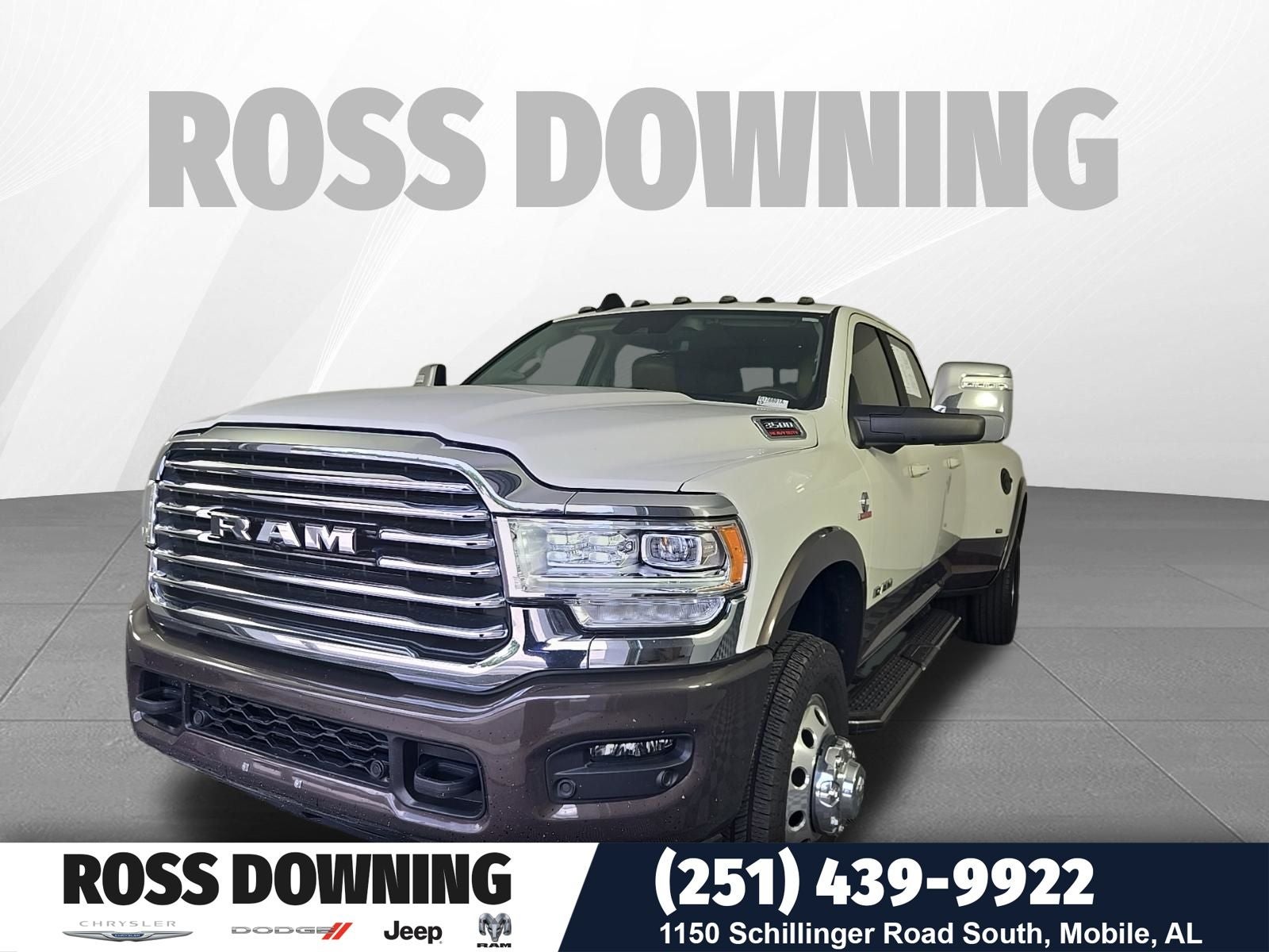 2024 RAM 3500 Limited Longhorn in Pearl White — front three-quarter view
