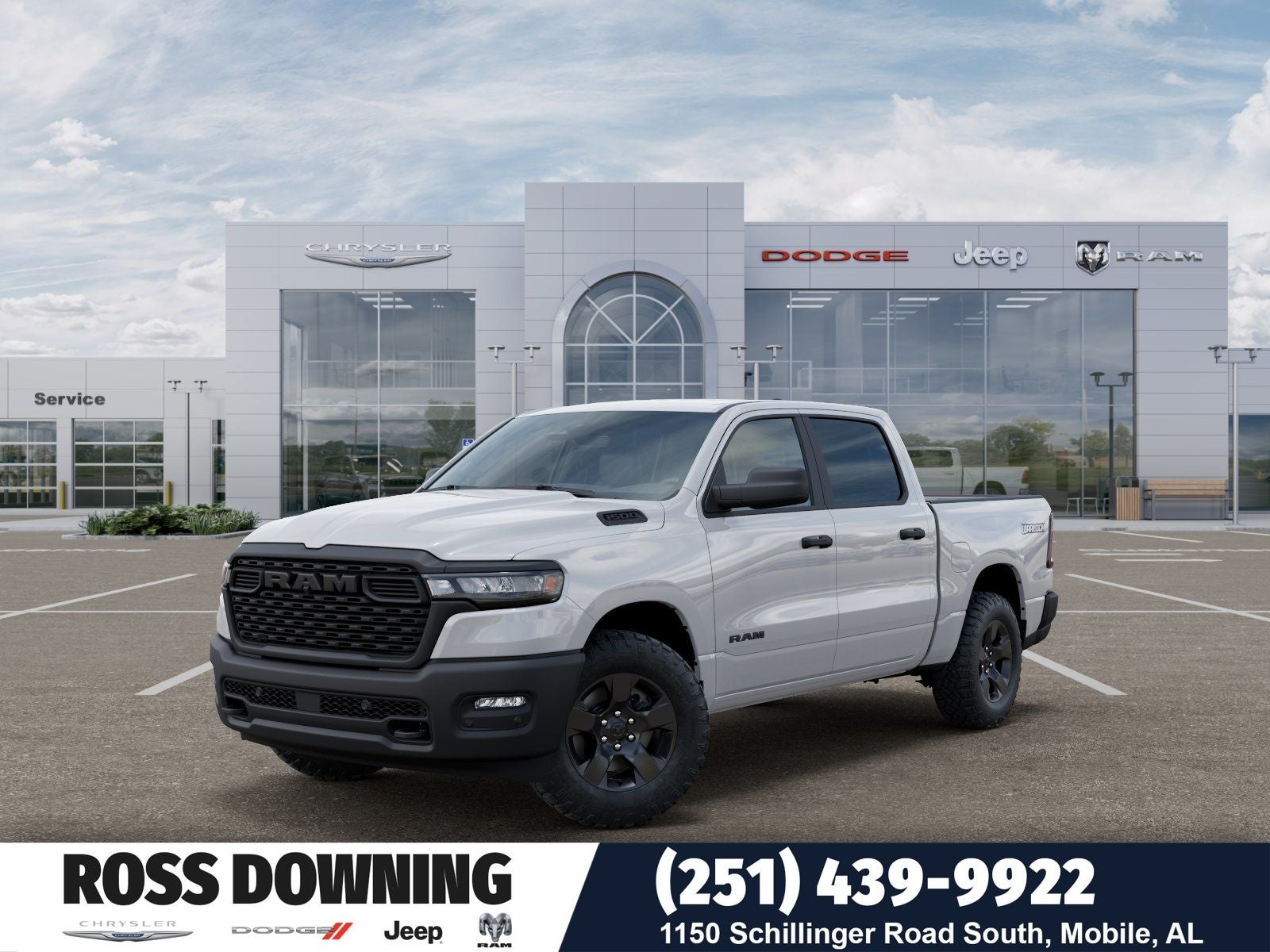 2026 RAM 1500 Warlock in Bright White Clear-Coat Exterior Paint — front three-quarter view